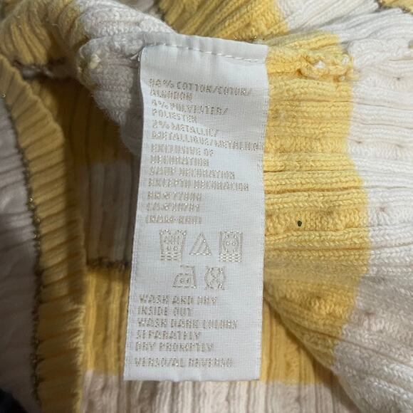 Tommy Hilfiger White Yellow Striped Sweater Top Size Medium Preppy Casual Y2K - Picture 4 of 4